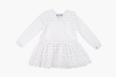 Long Sleeve White Eyelet Beach Dress