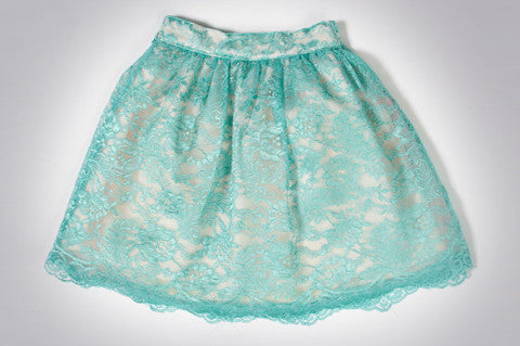 Turquoise Cyra Lace Skirt