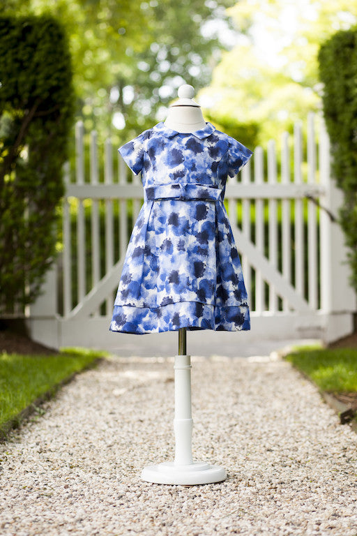Blue Printed Sabrina Dress | Florence Fancy Blue Printed Sabrina Dress | Florence Fancy